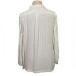 White House | Black Market Long sleeve pocket soft shirt Chiffon button down ecru minimalist office Photo 6
