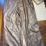 Pimkie womans size 34/35 inch brown faux leather straight leg pants by  Photo 0