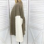 POL ‎ Open Tie Back Sweater Bell Sleeve Color Block Brown Cream Large Photo 1
