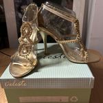 New Women’s Celeste Charlize 3.5” High Heel 👠 Shoes Gold Rhinestones size 6.5 Photo 0