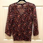 Fire Los Angeles  Black & Pink Floral Sheer Long Sleeve Blouse Medium Photo 1
