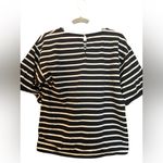 J.Crew 	Women's Black and White Striped Bell Ruffle Sleeve Boatneck Blouse Photo 4