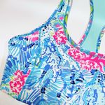 Lilly Pulitzer NEW XS Luxletic Teegan Sports Bra Racerback Pink Blue Swim UPF Photo 4