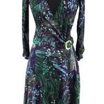 Cache Faux Wrap Stretch Adjust Self Belt Plug V Multi Color Wrap Dress $168 NWT Photo 0