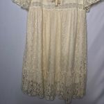 Fairy Floral Lace Embroidered Open Shoulder Cream Lace Flowy Dress Size XL Photo 5