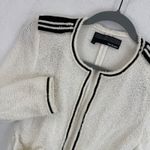 The Kooples  Ivory Boucle Blazer Size 38/M Open Front Black Trim‎ Pockets Photo 1