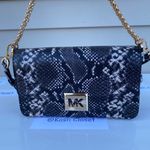 Michael Kors MK Sonia Medium Snake Embossed Shoulder Bag - Black Photo 6