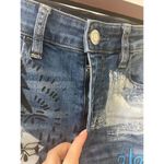 American Eagle  TATTOO Jeans Women 6  Hi-Rise Jegging Stretch Punk Rock Patch Art Photo 3