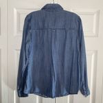 Eileen Fisher Womens Small Blue Chambray Button Top Clean Girl Quiet Luxury Photo 4