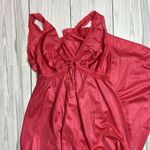 70s Vintage Nylon and Lace vneck Maxi Sleep dress pink medium large Photo 3