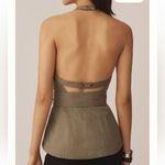 Anthropologie  Belted Halter Top Open Back Moss Green Size XL NEW Photo 8