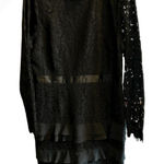 Rachel Parcell Black Lace Ruffled Tiered Mock Neck Long Sleeve Dress XL Photo 0