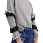 J.Crew | Chic Charcoal Grey Ruffle Sleeves Boho Vibes Crew Neck Sweater Size XS Photo 0
