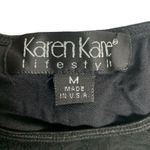 Karen Kane Vintage 90s  Lace Floral Shirt M Black Lined Stretch Long Sleeves Photo 5