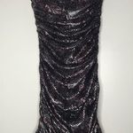 EXPRESS strapless metallic bodycon party dress with side ruching small Eras Tour Photo 3