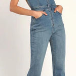 Free People  WE THE FREE Crvy Sam Denim One Piece Jumpsuit Flare size 10 Photo 0