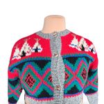 Vintage Skyr Knit Shetland Wool Sweater Native Art Buffalo Horse Rider Teepees Gray Size M Photo 7