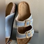 None Blue and Cream Birk Style Sandals Size 7.5 Photo 1