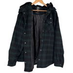 Disturbia Trellis Hooded Pocket Wool Blend Check Shacket size 14 NWOT Detachable Black Photo 3