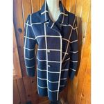 Anne Klein Ann Klein Plaid Knit Cardigan Jacket Oversized Black Cream‎ Career Coatigan Photo 1