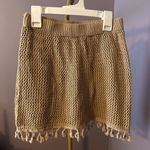 Knit Swimsuit Cover Up Fringe Tassel Skirt Taupe Brown M XS Size undefined Photo 0