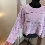 RD Style NWT  Lacey Pointelle Sweater Light Purple Lavender Knit‎ Open Weave Crop Photo 2