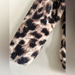Cozy Sherpa Leopard Half Zip Fleece Pullover Women’s Large Brown Tan Faux Fur Photo 4