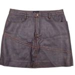 No Boundaries Vintage 90s Y2K  PVC Faux Leather Stitch Detail Brown Mini Skirt Photo 0
