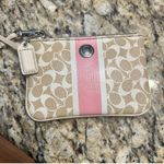 Coach CHELSEA SIGNATURE BEIGE
PINK STRIPE LEATHER TRIM WRISTLET Photo 2