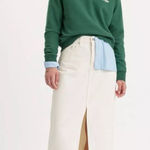 Levi's NEW Levi’s Premium Women's Denim Front Slit Ankle Column Skirt Ivory Maxi 31/12 Photo 0