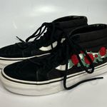 Vans Sk8 mid high top sneakers rose thorns embroidered black red women’s size 8 Photo 2