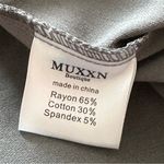 MUXXM Dress Gray Stretch Faux Wrap V Photo 9