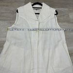 Flax  Linen One Button Vest Size Medium ivory off White Photo 6