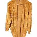 Daisy May  Large Burnt Orange Sherpa Eyelash Long Open Front Cardigan Photo 0