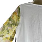 Lovers + Friends Floral Printed Long Sleeve Sheer Top White Yellow Size M Photo 6