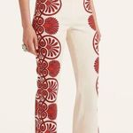 La DoubleJ Medallion Placée Stretch Pants Cream Envers Satin Sz L NWT Red Size L Photo 0