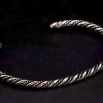 Sterling Silver Vintage Twisted Cable  Braided Cuff Bangle Photo 0