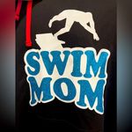 Swim Mom Oversized SzL Lightweight Hoodie Black W/Red & Blue Glitter Bling Size L Photo 1