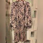 Trina Turk Animal Leopard Print Midi Wrap Dress Long Balloon Sleeves size 14 Photo 1