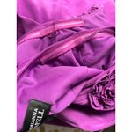 Adrianna Papell Purple Cocktail Dress – Size 10 – Rosette Neckline, Ruched Waist Photo 6
