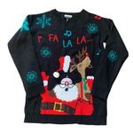 Allison Brittney  Black Christmas Sweater - Santa & Reindeer M Photo 0