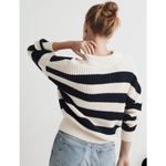 Madewell  striped waffle-knit Henley sweater polo collar, size large, MSRP $118 Photo 1
