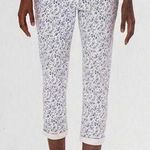 Mario Serrani Comfort Stretch Cuff Capri Pants Ditsy Floral Blue/White Size L Photo 0