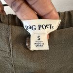 Rag Poets  Green Linen Straight Leg Cropped Pants Size Small Elastic Waist Photo 3