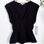 Good American  Black Sleeveless V Neck Top Photo 0