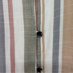 Maurice's  S Button Front Stripe Blouse Coastal Casual Euro Summer Neutral NWT‎ Photo 2