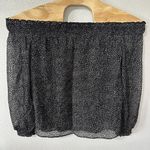 White House | Black Market White House Black Market WHBM Medium Off The Shoulder Velvet Flock Dot Blouse Photo 3