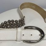 Vintage Vera Pelle Italian White Leather and Silver Ball Accent Belt White Photo 0