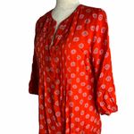 Old Navy Pullover Red Floral Split V Dress 44PE Photo 1