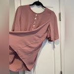 Zenana Outfitters Premium Size S Dusty Pink Batwing Sleeve Pullover Blouse Pearl Buttons Photo 7